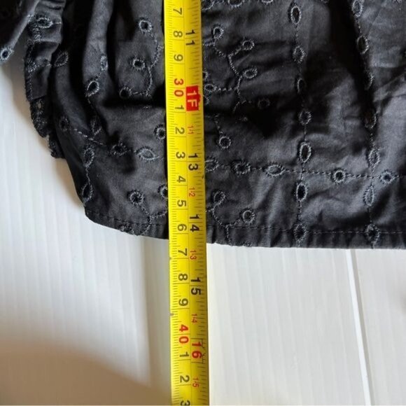 NEW ZARA EMBROIDERED EYELET CROP TOP BLACK | 7521/008 - Picture 9 of 10